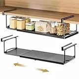 Yorbay 2 Stück Unterregal Hängekorb, Metall Hängekorb Regal, Unterregal Aufbewahrungskorb Verstellbarer 38-70 cm, Schrankkorb für Küche, Schrank, Schuhschränken und Kleiderschränken(Schwarz)