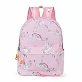 Hifot Einhorn Rucksack Mädchen, Mini Kinderrucksack mit Brustgurt, Tagesrucksack Taschen Doppel Schultertasche Einhörner Geschenke für Kleine Mädchen