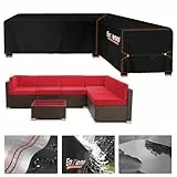 Enzeno Gartenmöbel Abdeckung für L-Form Sofas (Linke Lang-Rechte Kurz) Ecksofa Abdeckplane Mit Wasserdicht Streifen, Wasserdicht Lounge Abdeckung Loungemöbel Abdeckhaube 286x222x87cm