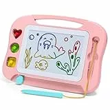 SGILE Magnetische Maltafel Zaubertafel Kinder, Magnet Magnettafel mit 3 Stempeln, Kreatives Spielzeug ab 2 Jahren, Geschenk für Jungen & Mädchen 1 2 3 4 Jahre, Hell-Pink