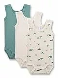 Sanetta Baby-Bodys (3er-Pack) beige ohne Arme Jungelprint | Hochwertiger und nachhaltiger Body für Jungen aus 100% Bio-Baumwolle.