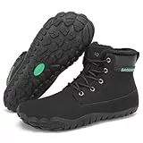 SAGUARO Winter Barfußschuhe Herren Warme Gefütterte Winterschuhe Wasserdicht Barfuß Winterstiefel Männer Leicht Rutschfest Barfussschuhe, Schwarz, 39 EU