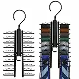 Krawattenhalter für den Schrank, 2 Stück – Verstellbarer Krawattenbügel mit rutschfesten Clips, für bis zu 20 Krawatten, 360° drehbar, platzsparender Organizer für Krawatten, Gürtel & Schals