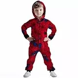 United Labels Marvel Spiderman Jumpsuit mit Kapuze für Jungen, Rot, 110-116, Overall lang, Schlafanzug Einteiler für Kinder