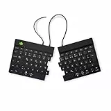 R-Go Split Tastatur Zweiteilig, Ergonomische Design mit Geteilte Tastenfeld und Integrierter Pausenanzeige, QWERTZ (Deutsch) Layout, USB-C/A Kabelgebunden, Schwarz, Version 2