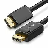 UGREEN Displayport Kabel HD 4K DisplayPort auf DisplayPort Kabel DP 1.2v Audio Video Adapterkabel unterstützt für HDTV, Beamer, Monitor, Grafikkarte, Vergoldete Kontakte mit Verriegelung.(1M)