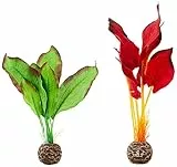 biOrb 46099 Seidenpflanzen Set S grün & rot - Aquariendekoration, zwei künstliche Wasserpflanzen, für Süßwasser, Meerwasser, für alle biOrb Modelle