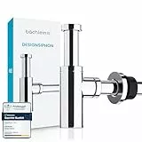 Bächlein Design Siphon Universal für Waschbecken & Waschtisch - Abflussgarnitur passgenau - Geruchsverschluss mit Reinigungsöffnung + Einbauanleitung - Designsiphon Ablaufgarnitur Röhrensiphon