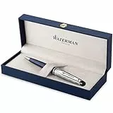 Waterman Expert Kugelschreiber | Metall und blaue Lackierung | ziselierte Kappe | blaue Tinte | Geschenkbox