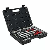 STIER Steckschlüsselsatz, 54 teilig, 1/4 Zoll und 1/2 Zoll, Schraubenschlüssel und Bits, Bitsatz, Ratschenschlüsselset, Steckschlüssel, Ratsche, Bit Set
