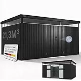 Juskys® Gerätehaus Luzern XL - 12 m² - Metall Geräteschuppen mit Türen & Fenstern - wetterfest & abschließbar - Fahrradgarage, Gartenhaus - Anthrazit