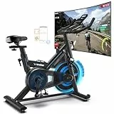 Heimtrainer Fahrrad mit App, Wenoker Leises Ergometer Magnetischer Widerstand Hometrainer Fahrrad, Spinning Bike Indoor Fitnessbikes für Kardio-Training zu Hause,Bis 160KG