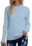 Breampot Pullover Damen Casual Strickpullover Winter Rundhals Lose Pulli Warm Outwear Pullover Oberteile (Blau, X-Large)