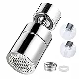 360° Wasserhahn Aufsatz Schwenkbar, M22/M24 Drehbare Wassersparer Verlängerung, Perlator mit Zwei Strahlarten, Strahlregler Wasserhähne für Küche Bad Aufsatz