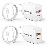RAVIAD 33W USB C Ladegerät GaN Netzteil 2-Pack, 2-Port [USBC + USBA] PD Schnellladegerät mit USBC Kabel 1M, USB C Stecker für iPhone 17 16 15 Pro Max, Galaxy S25 S24 S23 Ultra, iPad Pro, MacBook Air