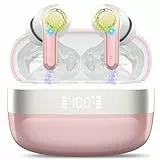 OWMSIC Kopfhörer Bluetooth, Kopfhörer kabellos Bluetooth 5.3, HIFl-Sound, 4 ENC-Mikrofonen, 48 Std spielzeit mit LED Anzeige, IPX7 wasserdichte kopfhörer, Für iOS/Android. Roségold