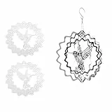 MYLERCT 3 Stück Windspiel Garten, 100 x 100 mm 3D Windspiele für Draußen Hängend, Edelstahl Windspiel Metall, Kolibri-Windspiel für Garten, Balkon, Fenster