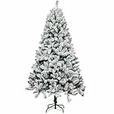 EDWINENE Künstlicher Weihnachtsbaum mit Schnee, 6ft Schneebedeckter Weihnachtsbaum mit Verstärkter Metallbasis & Einfacher Montage für Die Festliche Innen- und Bürodekoration