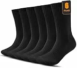 FORVEVO Socken Herren 43-46 Baumwolle,Weich Tennissocken Damen Gepolstert,Atmungsaktiv Cerw Sportsocken,Laufsocken Schwarz 6 Paar