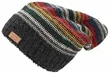 GURU SHOP Beanie Mütze, Bunte Strickmütze, Wollmütze, Wintermütze, Nepalmütze - Schwarz/bunt, Herren/Damen