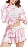 UNIQUEBELLA Rashguard Badeanzug für Damen, Schwimmkostüm Set mit UPF 50+ Langarm Sport Surf Badeanzug