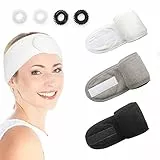 3-teiliges verstellbares Make-up-Stirnband, Stirnband für Gesichtswäsche, Spa, Beauty, Spa, Gesichtsfrottee-Yoga-Stirnband, selbstklebende Handtuchschlaufe und 4 Haarschlaufen.