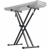 Trintion Keyboardständer Doppelstrebig Keyboard Ständer verstellbar 61 cm bis 98 cm Klappbar Zerlegbar Stabil mit Sicherungslaschen