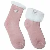 JARSEEN 2 Paar Damen Thermosocken Kuschelsocken Winter Warme Dicke Süß Haussocken Mit Vollplüsch und Wolle (2 Rosa, EU 36-42)