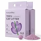 FUKUMARU Tofu Katzenstreu 5,4 kg - Klumpendes Katzenstreu, Geruchsbekämpfung mit Lavendelduft, staubfrei und leicht klumpend, spülbar in der Toilette.