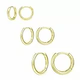 KISSPAT Gold Ohrringe Damen, Kleine Huggie Creolen Set 3 Paar Hypoallergen Knorpel Huggie Ohrring Dünne Creolen Ohrringe Kleine Ohrring Set für Mehrere Piercings