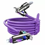 LISEN 240W Chubby USB C auf USB C, 4 in 1 Ladekabel (6.6FT) mit Licht, USB A/C auf C/L Multi Ladekabel für iPhone 16 15 14 Pro Max/MacBook/iPad Pro/Samsung S24, Lila