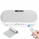 MERACH Leistungsstarke Vibrationsplatte für Workout und Shaping, 13 mm große Amplitude, 200 kg Gewichtskapazität, Silikonpedal, Integrierter Bluetooth-Lautsprecher (Grau)
