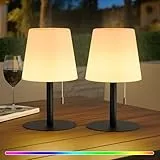 uuffoo 2 Stück Outdoor Tischlampe Kabellos LED Akku Shower Lamp Waterproof duschlampe Warmweiß & RGB, USB-C Aufladbar, 8-20h Betrieb für Camping Garten Balkon Terrasse (Schwarz)