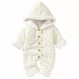 Haokaini Neugeborene Baby Kapuze Strick Strampler Fleece Pullover Wärmer Schneeanzug Overall Overalls Strampler Baby Winter Oberbekleidung für Jungen Mädchen