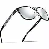 ATTCL Sonnenbrille Herren Polarisiert Für Autofahren: UV400 Schutz Leicht AL-MG Rahmen Verspiegelte Scheibe Wanderung Reise 8587 Schwarzes Silber