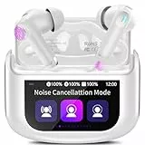 Touchscreen Bluetooth Kopfhörer, 2025 In Ear Kopfhörer Kabellos Bluetooth 5.4 mit ANC+ENC Noise Cancelling Mic, 48Std Spielzeit Tiefer Bass Earbuds mit 5 EQ-Modi/IPX7 Wasserdicht Ohrhörer, USB-C Weiß