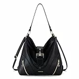 Missnine Hobo Bag Damen Umhängetasche Handtasche für Büro, Schule, Einkaufen, Reisen, Schwarz