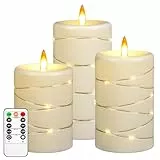 Da by LED-Kerzenlicht, 3 dynamische Flammenkerzen, ein Batterie-Kerzenlicht, realistischere Simulation der Flammenwirkung mit Timer-Fernbedienung.