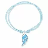 Herzengel Mädchen Kinder Armband aus hellblauem Nylon und einem Flügel Anhänger aus hellblauer Emaille - Ösenverschluss - längenverstellbar - nickelfrei