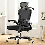 Marsail Bürostuhl Ergonomisch Schreibtischstuhl hat Verstellbarer Lordosenstütze Kopfstütze und Armlehne Höhenverstellung und Wippfunktion, Deep Black