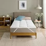 Zinus Matratzen Topper 90 x 200 cm, 5 cm Gesteppter Schaum, Weicher, Atmungsaktiver Bezug aus Bambusfasern, Hypoallergen, Maschinenwaschbar