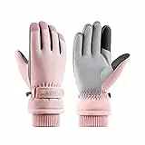 Andiker Winter Damen Skihandschuhe, Winterhandschuhe Warm, wasserdichte Touchscreen Anti Rutsch Snowboardhandschuhe für Skifahren, Laufen und Radfahren (Rosa, one Size)