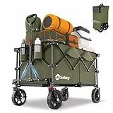 Sekey XXL Plus Bollerwagen Faltbar 200L 200KG Tragkraft, Faltbarer Bollerwagen Geländetauglich mit Bremsen, Handwagen Patentiert Klappbar aus Vier Richtungen, XXL-PlusG 4010, Olivgrün