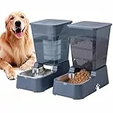 5L Automatischer Gravitation Futterspender und Wasserspender für Katzen Hunden Futterautomat Katze und Wasserspender Hund mit Edelstahlschüssel,Futterspender*1+Wasserspender*1 (5L Dunkelgrau Set)