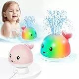 Gigilli Whale Badespielzeug, wiederaufladbares Baby Badespielzeug,Sprühwasser Licht 6-12 12-18 Monate,Sprinkler Wasser Pool Badewanne Spielzeug für Kleinkinder 1-3 2-4 Jungen Mädchen Kleinkind Kinder