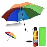 Willingood Kinder Regenschirm, Regenbogen Kinderschirm, Reflektierenden Streifen | 250g Leicht | 94cm | ‌210T Pongé Wasserdichtes, Kleine Taschenschirme