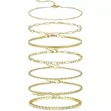 AHEJIOO Fußkettchen Für Damen Gold, 7 Stück Wasserfeste Fußkettchen Für Frauen, Elegante Fußkette Gold Für Täglichen Gebrauch Und Besondere Anlässe, Ideal Als Geschenk