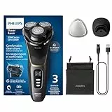 PHILIPS Shaver Series 3000 – Elektrischer Nass- und Trockenrasierer für Männer in Schwarz, mit SkinProtect-Technologie, ausklappbarem Bartschneider, Ladestation und Reisetasche (Modell S3342/13)