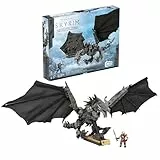 MEGA Skyrim Actionfigur Bauspielzeug, Alduin der Weltenfresser mit 619 Teilen, mit 1 Dragonborn-Figur, für Sammler, HXR98