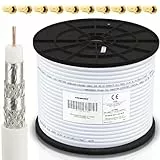 Premium X PROFI 100m Koaxial-Kabel 130dB 4-Fach geschirmt, REINES KUPFER SAT Antennenkabel + 10 F-Stecker